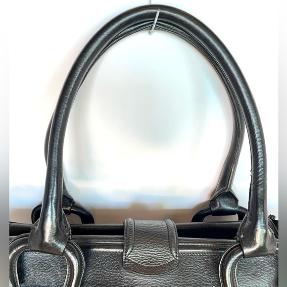 Burberry Manor Satchel Nova Check Black Leather Trim Tote Bag Authentic - Picture 6 of 16